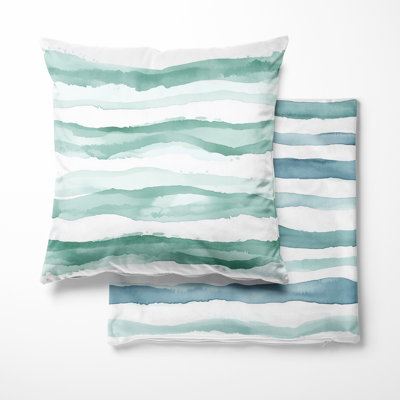 Coussin décoratif moderne Modern - Green And White River Lines