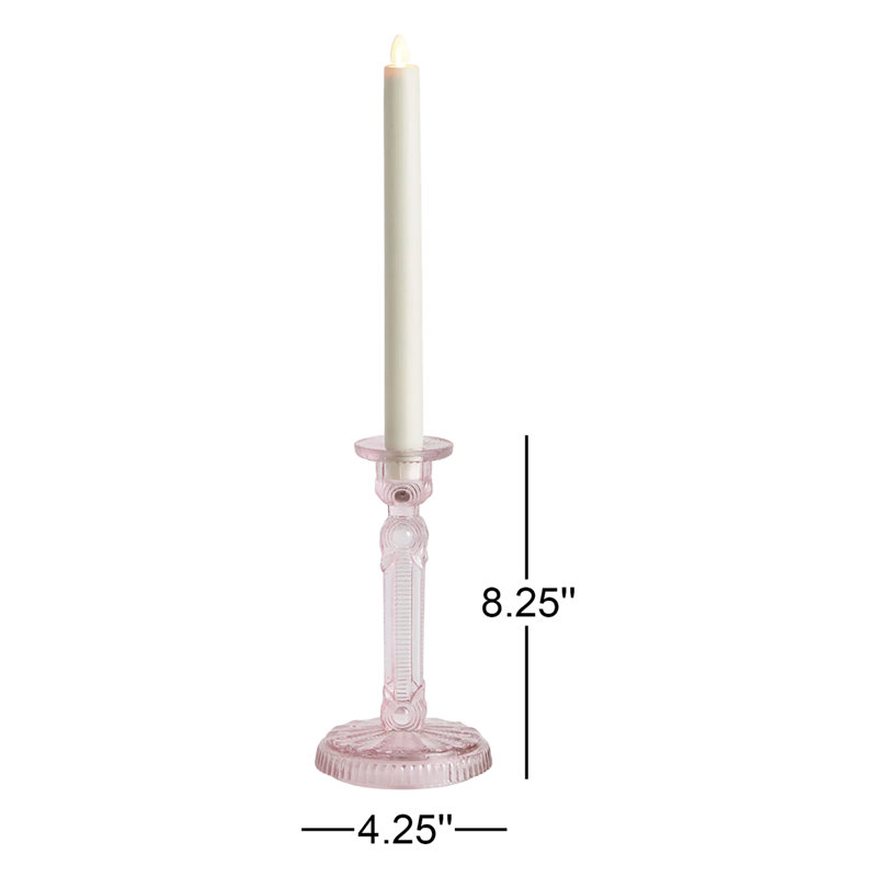 Porte-chandelles Florette en verre rose, ensemble de 3 grands, Grand, Rose