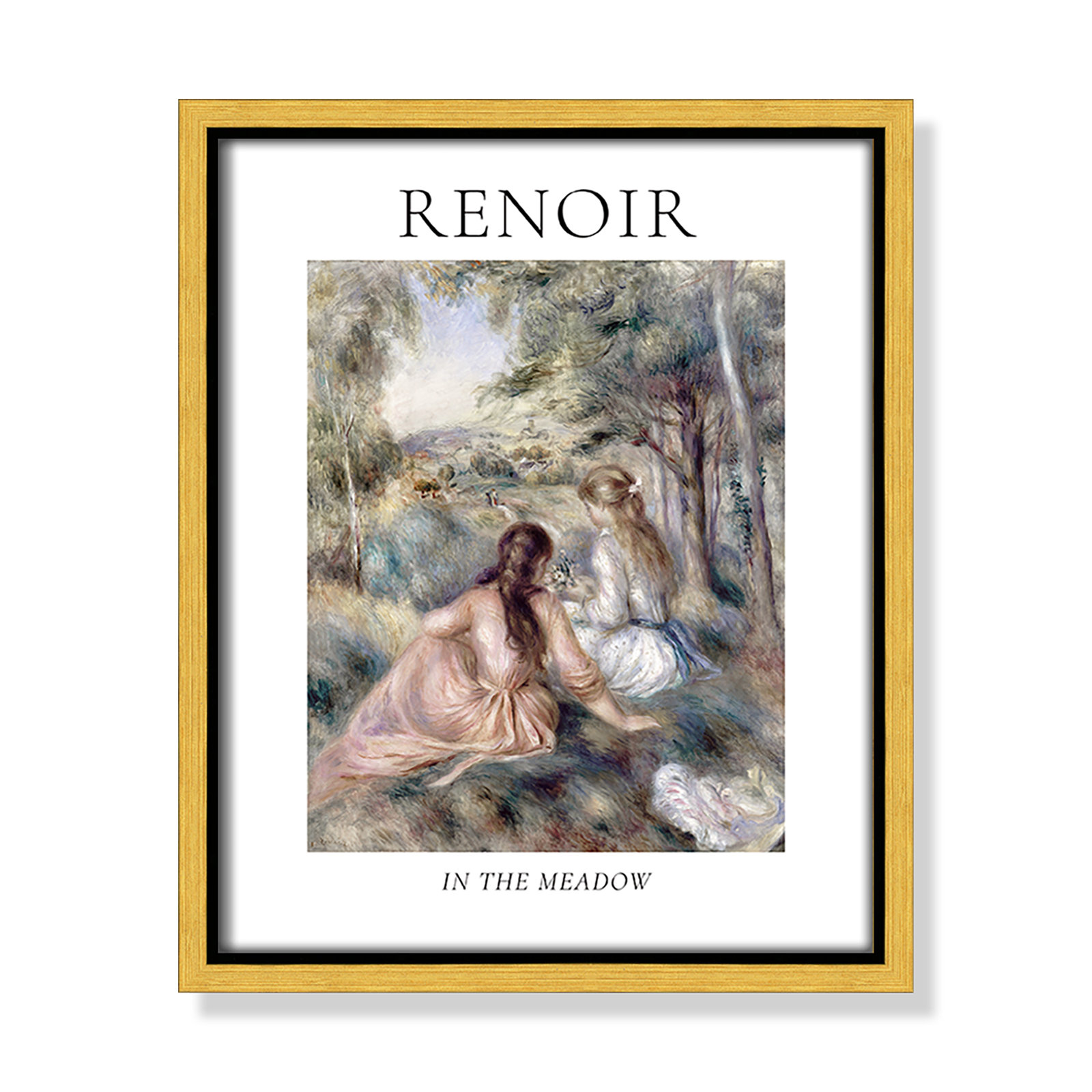 Old Masters Collection " In The Meadow " by Auguste Renoir, No, 11.5" H x 9.5" W x 2" D, Gold Floater Frame