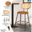 Tabouret de comptoir 24 po avec dossier en rotin et pieds en métal 24 po (ensemble de 2)-96104009