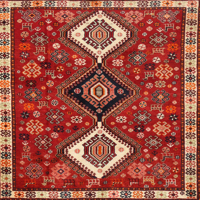 Tapis traditionnel rouge / noir / beige