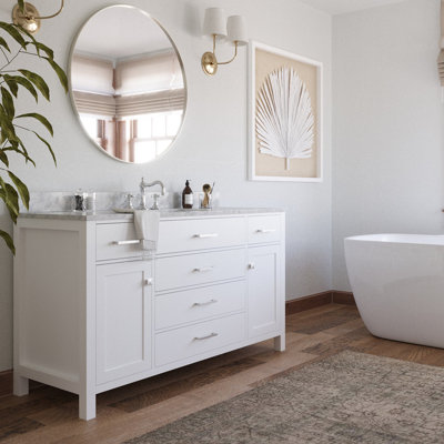 Aberdeenshire 60" Single Bathroom Vanity with Carrara White Marble Top
