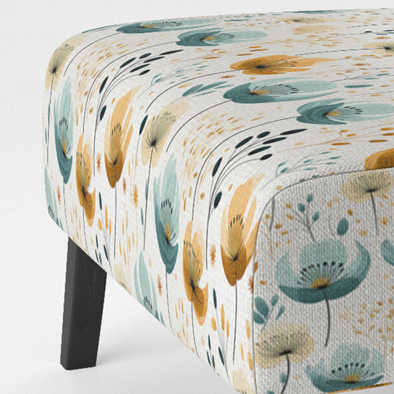 Minimaliste vert et jaune à motif floral Botanics - Fauteuil de chambre rembourré de style campagnard, fauteuil d'appoint floral rustique