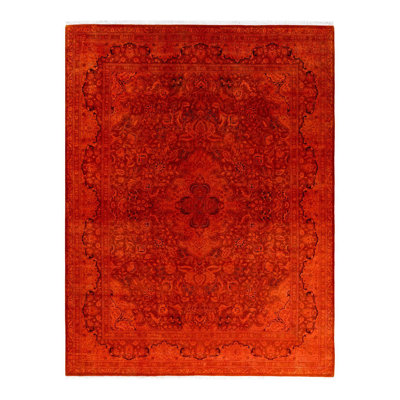 Overyed One-of-a-Kind Rectangle 8'2" X 10'5" New Age Wool Area Rug Orange/Black