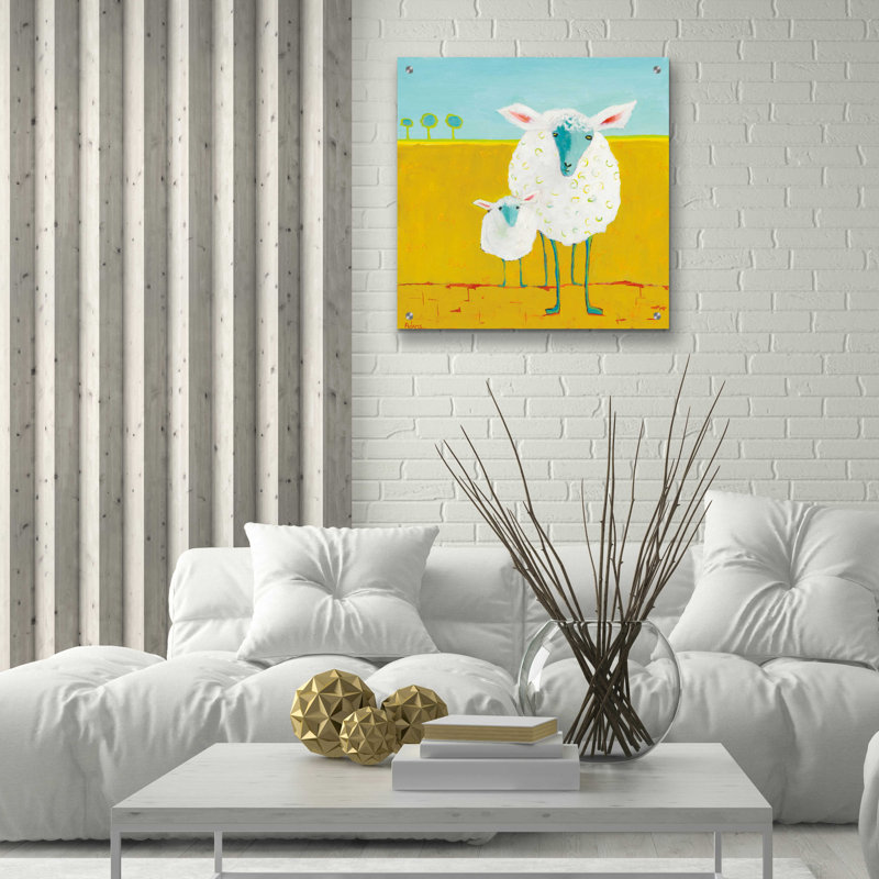 «Mama And Baby Sheep» par Phyllis Adams, H 24 po x l 24 po x P 0,2 po