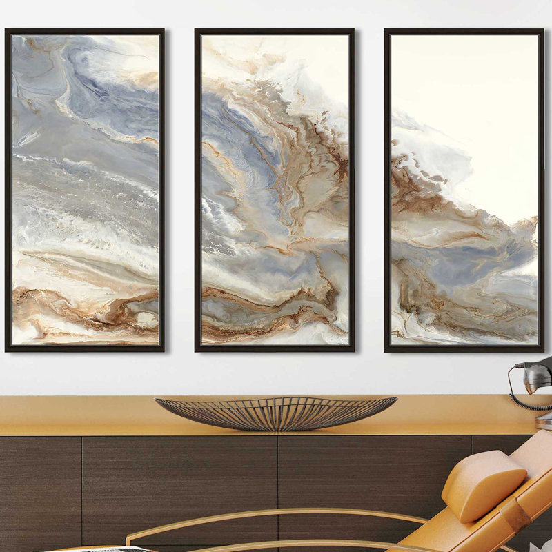 « Future », ensemble de 3 reproductions sur toiles encadrées, Encadrement brun, H 33,5 po x l 52,5 po x P 2 po