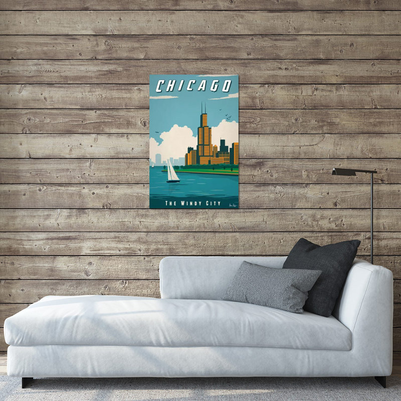 Chicago - impression sans cadre, H 24 po x l 16 po x P 0,25 po