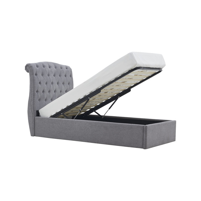Campbell Upholstered Ottoman Storage Bed, Grey, Single (3')