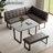 2 Piece Modern Dark Gray Faux Leather Corner Bench And Backless Bench With Tufted Upholstery And Metal Legs
