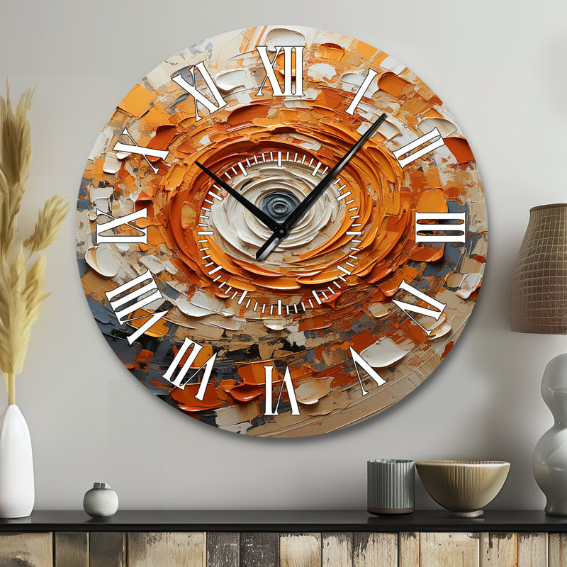 Horloge murale orange et blanche, Grand