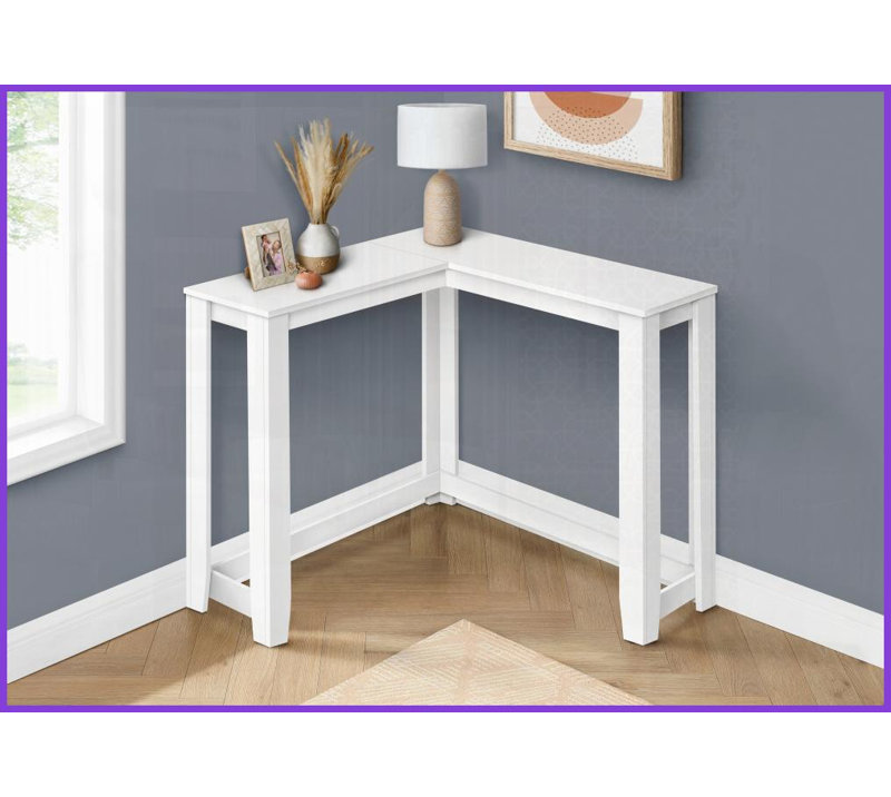 Table basse d'angle peu encombrante - Design contemporain stratifié blanc pour le salon et amp; Chambre à coucher, Blanc