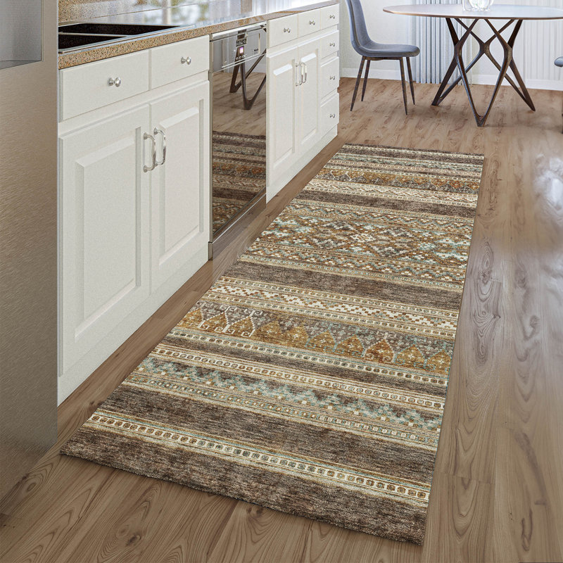 Premium Machine Washable Prisco Chocolate Rug, Runner 2'3" x 7'6"
