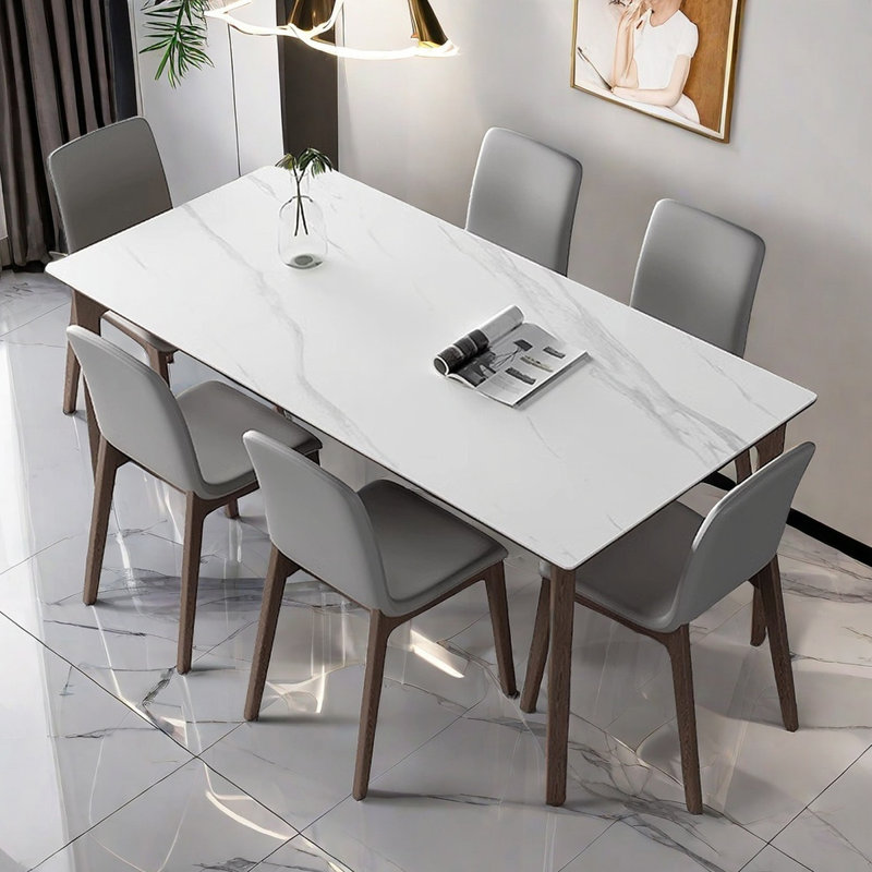 Table de salle à manger rectangulaire en pierre frittée, H 29,53 po x L 70,87 po x l 35,43 po