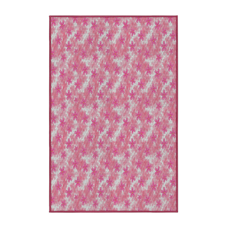 Tapis rose à motif floral Santina, Rectangle 5 pi x 8 pi