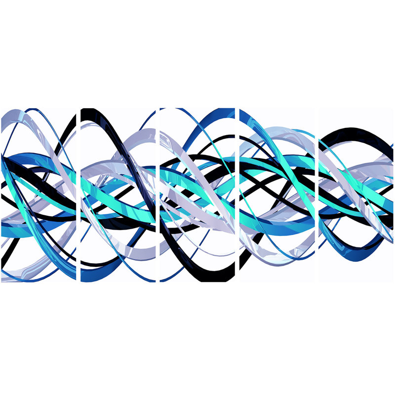 « blue/silver helix », ensemble de 5 impressions sur métal