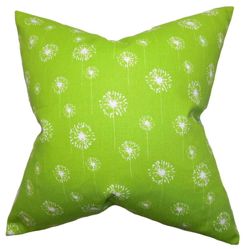  Coussin en coton Floral, Vert