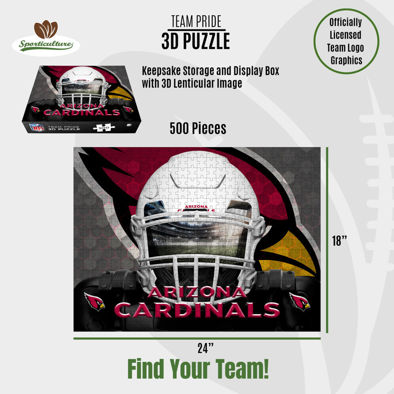 Casse-tête 3D de 500 pièces représentant le masque des Cardinals de l'Arizona de la NFL, Arizona Cardinals