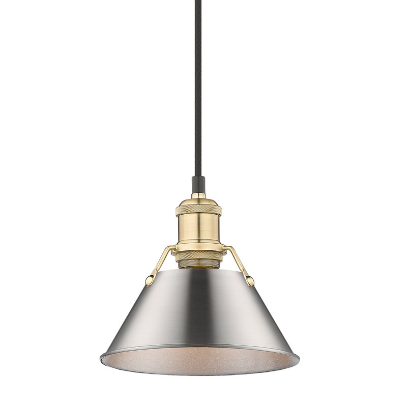 Luminaire suspendu conique à 1 lumière Weatherford, Étain, Bronze champagne brossé, H 129 po x l 7,5 po x P 7,5 po