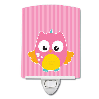 Hibou et rayures, éclairage de nuit en céramique