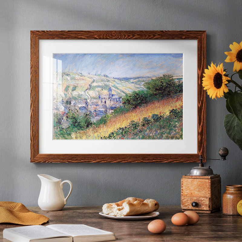 Vue de Vetheuil, impression sur papier encadrée, Blanc, H 26 po x l 38 po