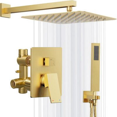 Alesco Luxury Shower System With High-Pressure Rainfall Showerhead And Handheld Spray Combo, Solid Brass Construction, Includes Valve And Trim Kit