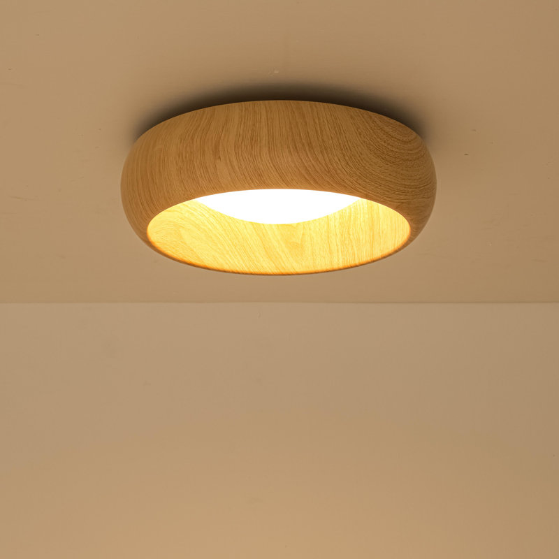 Plafonnier encastré moderne à finition bois 15,8 po à DEL