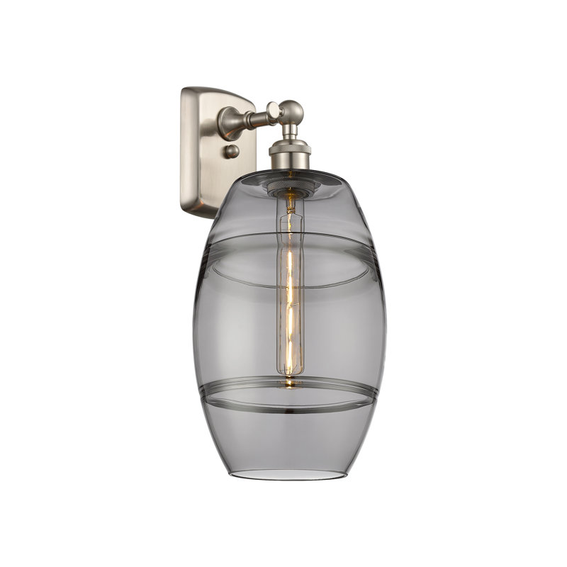 Bettylou Steel Armed Sconce, 10.88" H x 8" W x 8.13" D, Light Smoke, Satin Nickel