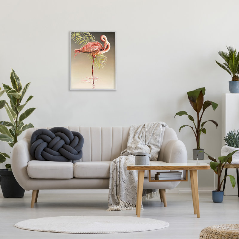 Gray Framed Flamingo Canvas Print 30" x 24"