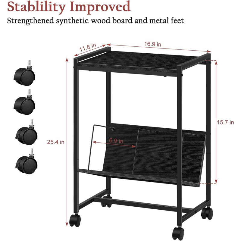 25.4'' H Media Shelves, Dark Gray Oak