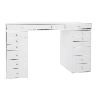 Ensemble de bureau de maquillage de table avec tiroirs Slay Station 2.0 avec poignées de tiroir Crystal Lux