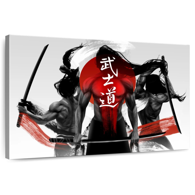 Leisha Three Samurais, 34" H x 51" W
