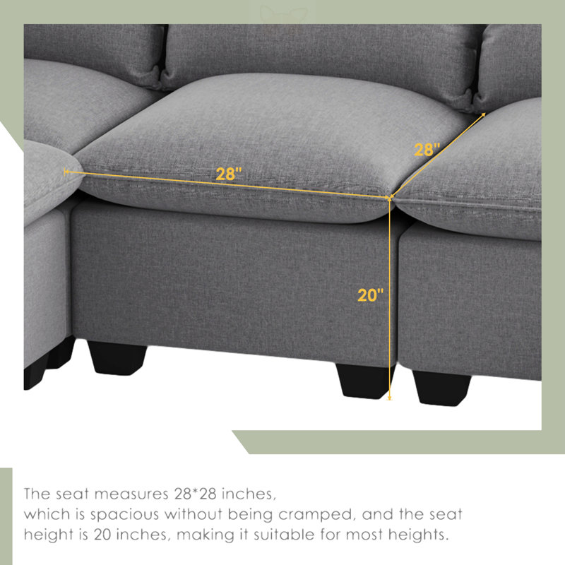 120*93" Modern U Shape Modular Sofa With Storage Ottoman