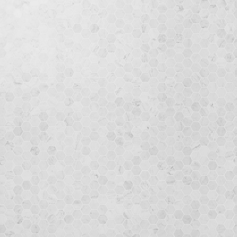 Carrara 1x6 Stacked Honed Marble Mosaic Floor and Wall Tile, 1.88" W x 1.88" L, Honed, Honeycomb