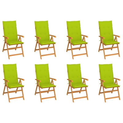  Reclining Patio Chairs With Cushions 8 Pcs Solid Teak Wood