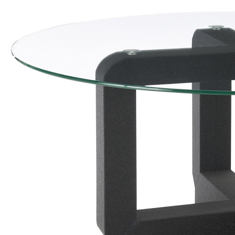 Table basse ronde avec plateau en verre transparent noir