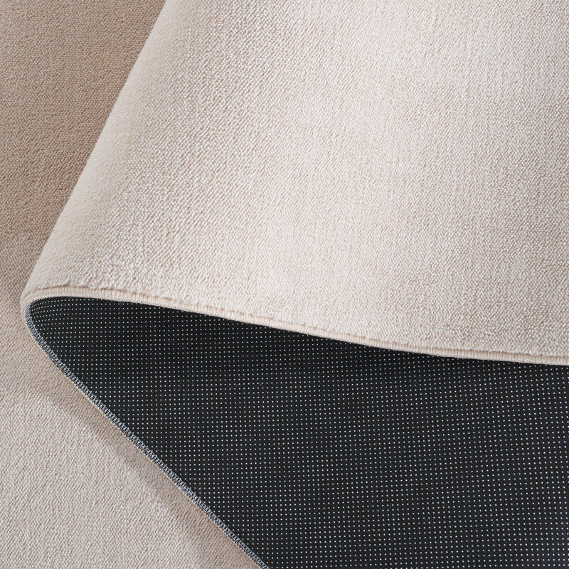 Tapis uni en polyester tissé à la machine en beige, Rectangle 8 pi x 10 pi