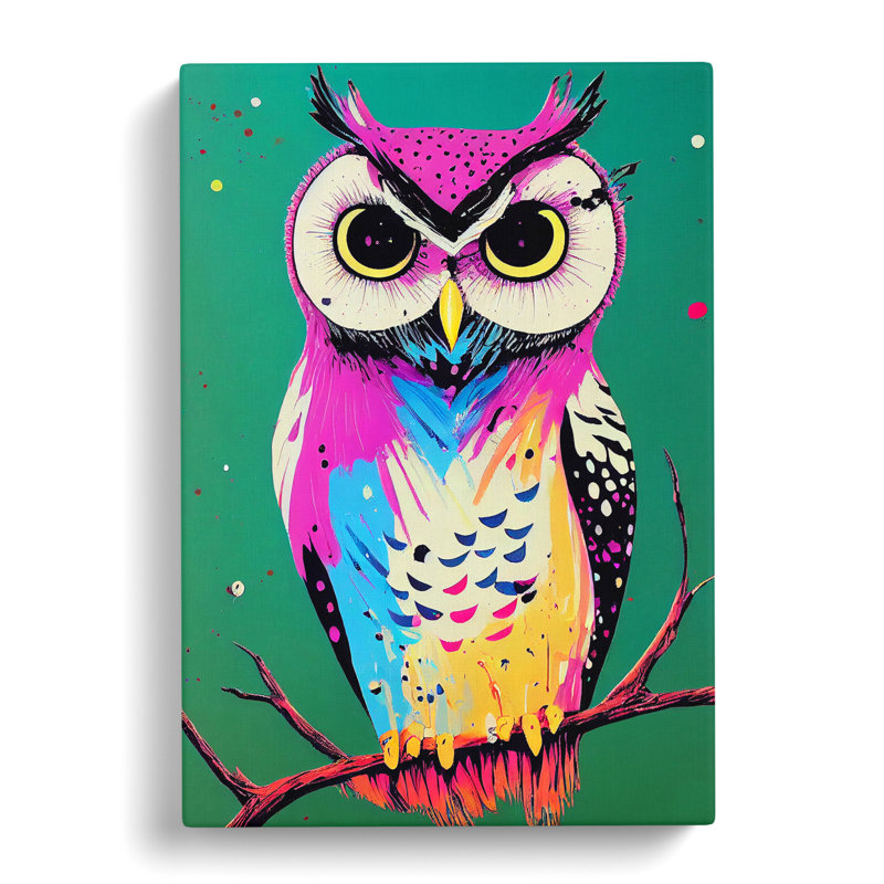 Splashed Owl No.1 - Wrapped Canvas, 50cm H x 35cm W x 3cm D