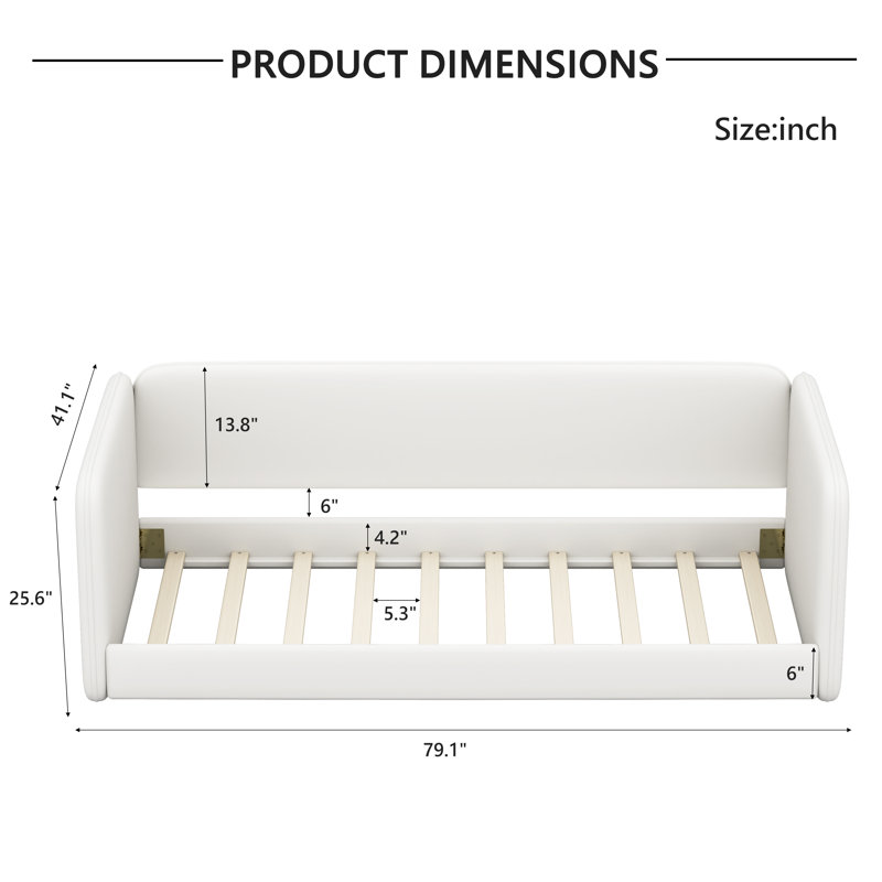 Lit de jour simple pour lit d'enfant simple rembourré Montessori, Beige