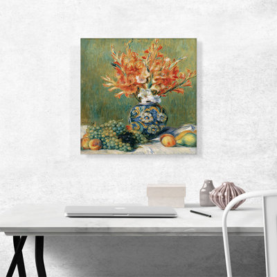 " Still Life Flowers And Fruit 1889 " by Pierre-Auguste Renoir Painting Print