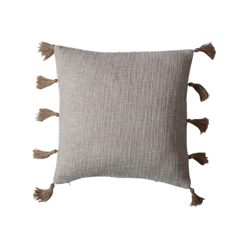 Tassels Reversible Throw Pillow