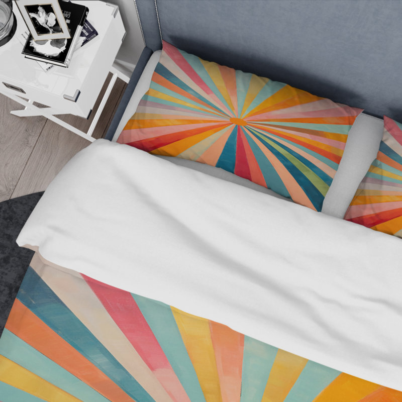 Ensemble de housse de couette en microfibre / polyester coloré Mid Century, Housse de couette pour très grand lit et 2 très