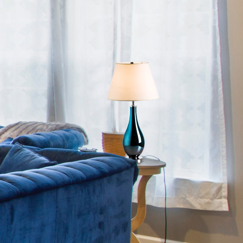 Lampe de table 28 po Vedika, Bleu / chrome