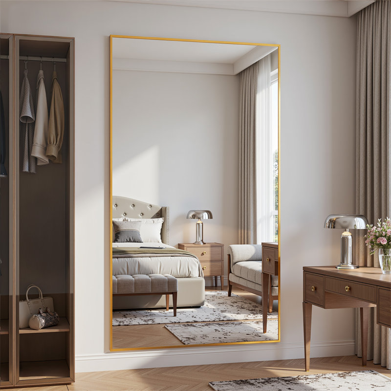Rectangular Home Full-Length Mirror, Gold, 86" x 46"