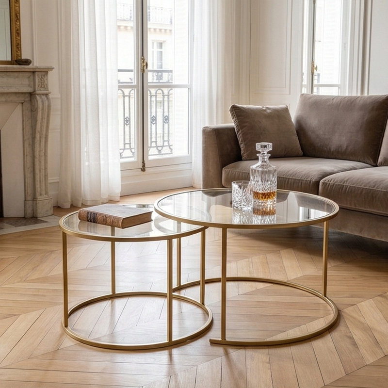 Ensemble de 2 tables basses Modern Modern, Transparent, Bronze