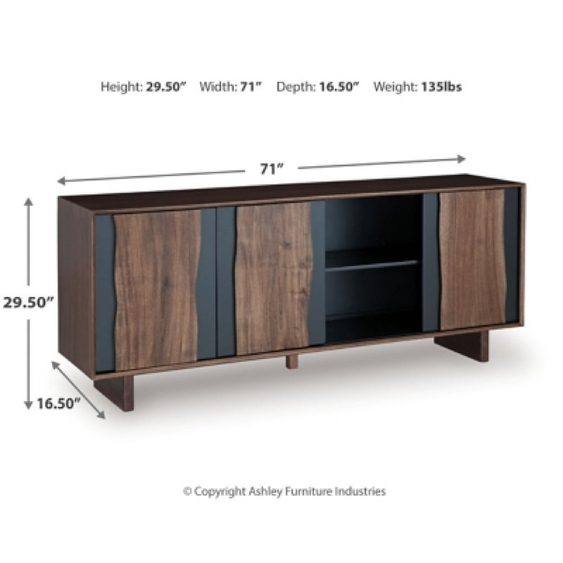 Armoire d'appoint avec portes Live Edge Wenda, bois d'acacia brun-gris anthracite 71 po
