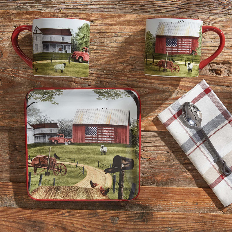 Park Designs Life On The Farm Mug Set - Red