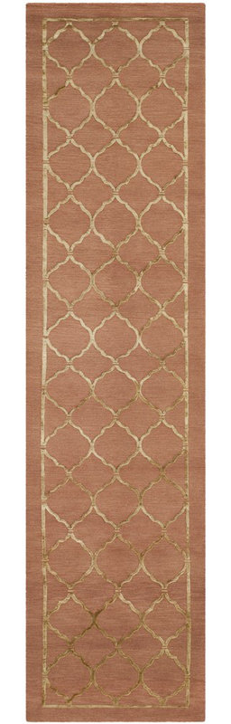 West Bromwich Geometric Hand-Knotted Rust Area Rug, Runner 2'6" x 10'