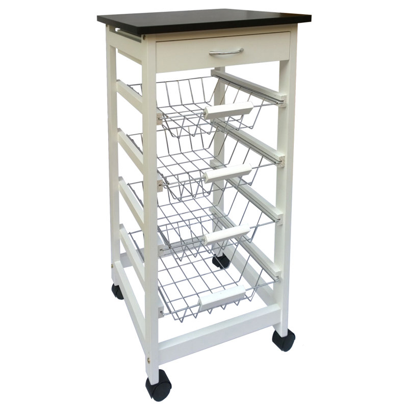 37cm W Solid Wood Kitchen Island, White, 81cm H x 37cm W x 37cm D