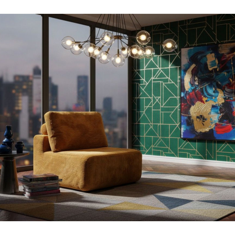 Fauteuil Modern Puff en velours côtelé citrouille