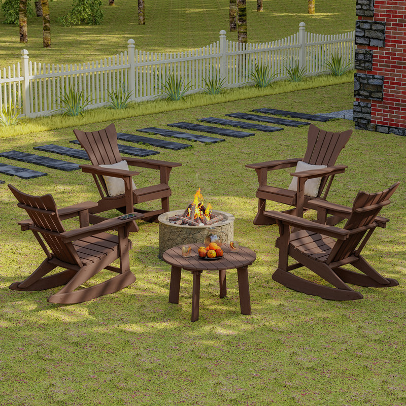 Round Outdoor Coffee Table , 31.5'' in. W 31.5'' in. D, Brown